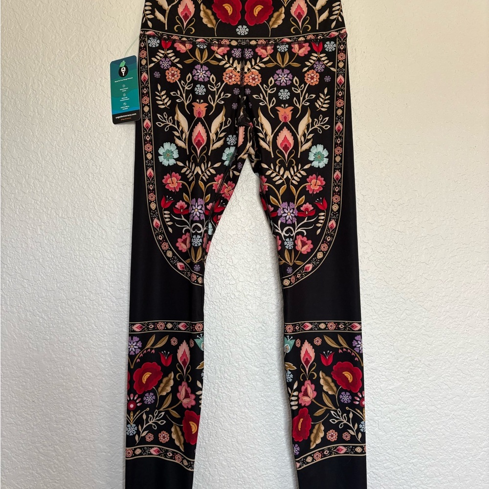 Yoga Democracy Floral Patterned Black Leggings- USA made